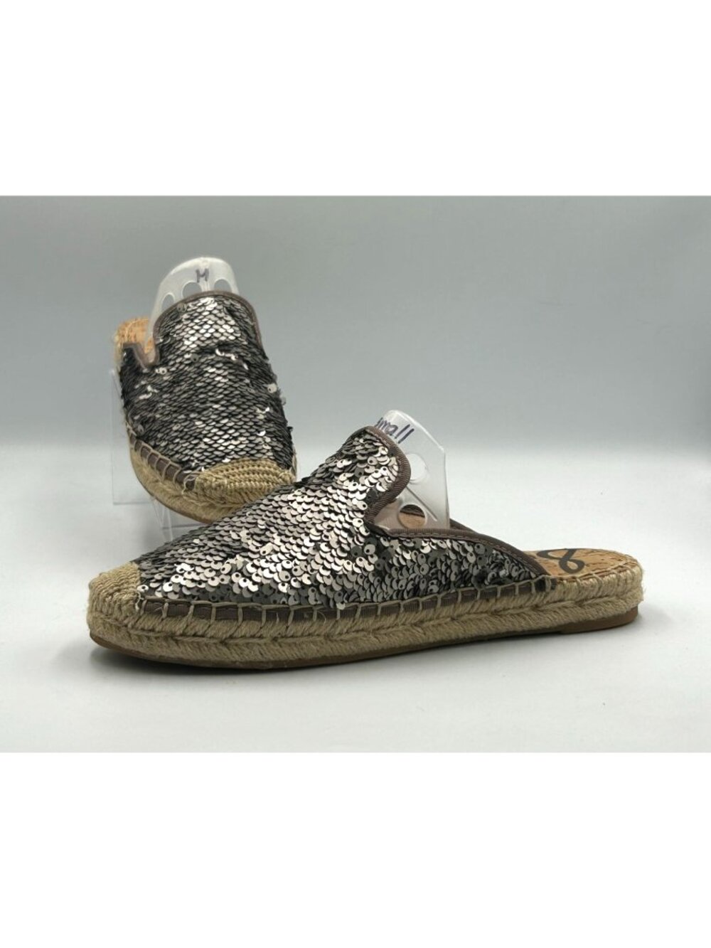 Sam Edelman Women's Pewter Sequin Kerry Espadrille Mules Shoes Size 6 3348 - Picture 11 of 16